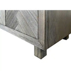 90 Six Door TV Console, Entertainment Stand, Wood Accent Cabinet, Fully Assembled, Gray - 90W x 32H x 16D