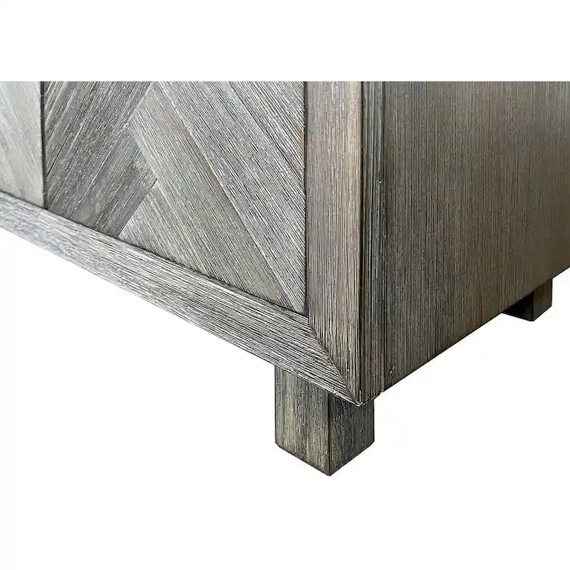 90 Six Door TV Console, Entertainment Stand, Wood Accent Cabinet, Fully Assembled, Gray - 90W x 32H x 16D
