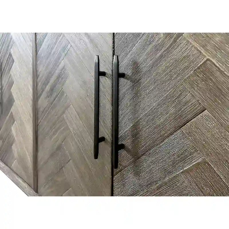 90 Six Door TV Console, Entertainment Stand, Wood Accent Cabinet, Fully Assembled, Gray - 90W x 32H x 16D