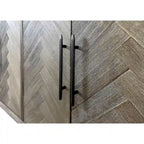 90 Six Door TV Console, Entertainment Stand, Wood Accent Cabinet, Fully Assembled, Gray - 90W x 32H x 16D