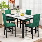 Grondin 5-Piece Dining Room Table Set with Faux Marble Table Top and Diamond Stitching Velvet Upholstery Dining Chairs