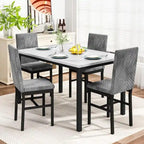 Grondin 5-Piece Dining Room Table Set with Faux Marble Table Top and Diamond Stitching Velvet Upholstery Dining Chairs