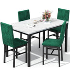 Grondin 5-Piece Dining Room Table Set with Faux Marble Table Top and Diamond Stitching Velvet Upholstery Dining Chairs
