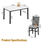 Grondin 5-Piece Dining Room Table Set with Faux Marble Table Top and Diamond Stitching Velvet Upholstery Dining Chairs