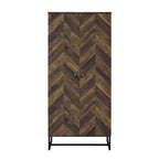 Akk 71 Inch 2 Door Tall Wardrobe Cabinet, Sled Legs, Chevron Wood Brown