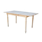 International Concepts 32-inch Wide Unfinished Turned Style Parawood Dining Table with Butterfly Extension
