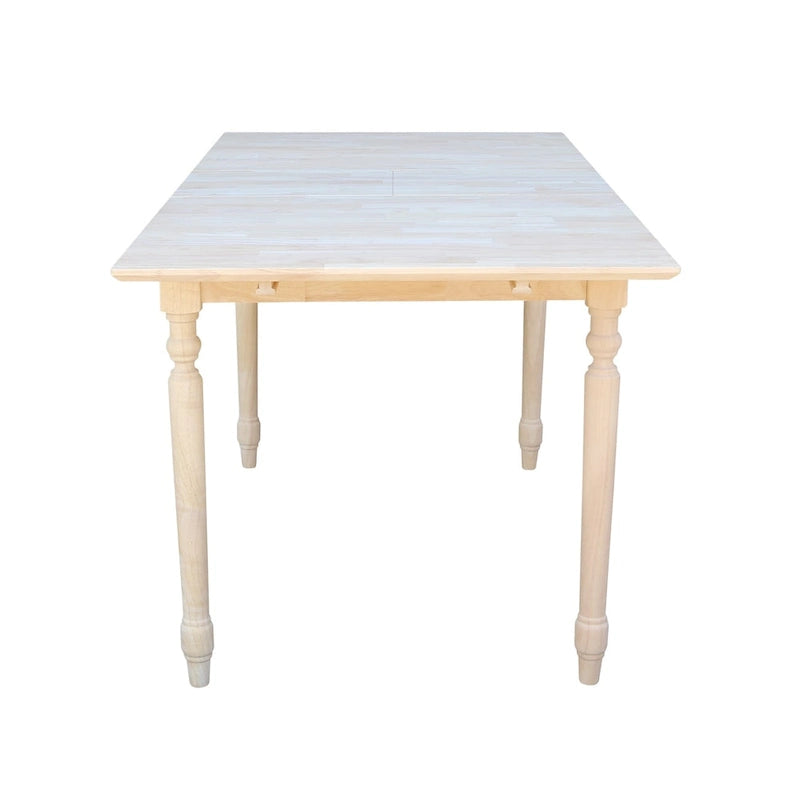 International Concepts 32-inch Wide Unfinished Turned Style Parawood Dining Table with Butterfly Extension