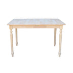International Concepts 32-inch Wide Unfinished Turned Style Parawood Dining Table with Butterfly Extension