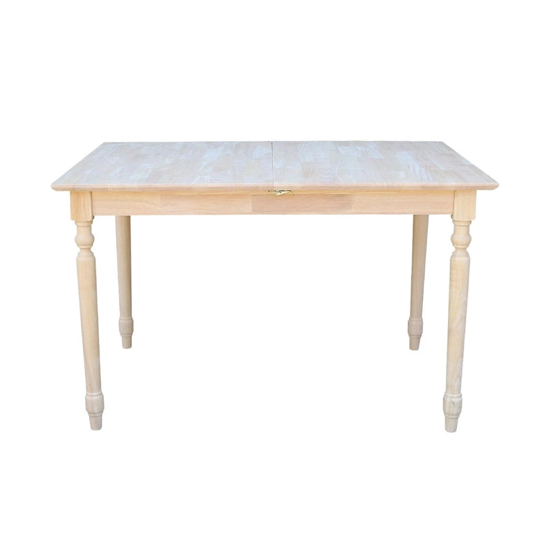 International Concepts 32-inch Wide Unfinished Turned Style Parawood Dining Table with Butterfly Extension
