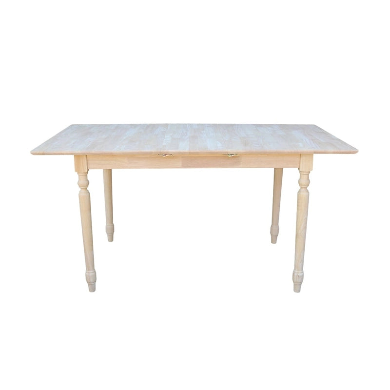 International Concepts 32-inch Wide Unfinished Turned Style Parawood Dining Table with Butterfly Extension