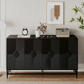60-in Modern Black Lacquered 4-Door Wooden Sideboard Buffet Server Accent Storage Cabinet