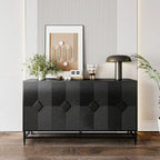 60-in Modern Black Lacquered 4-Door Wooden Sideboard Buffet Server Accent Storage Cabinet