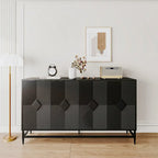 60-in Modern Black Lacquered 4-Door Wooden Sideboard Buffet Server Accent Storage Cabinet