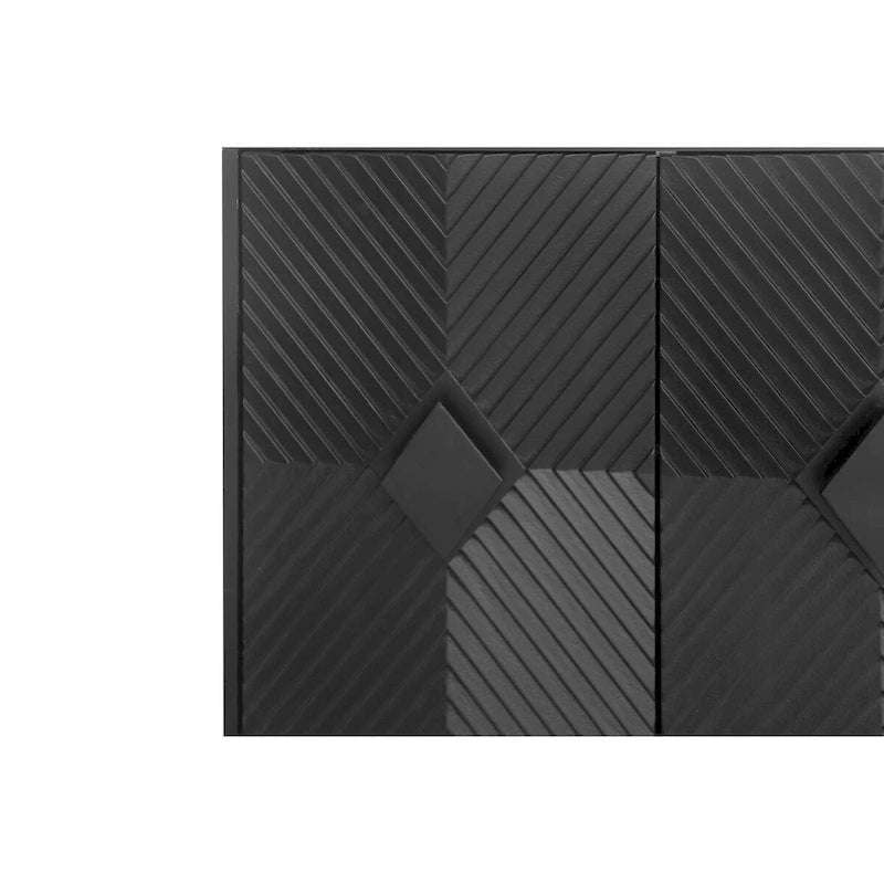 60-in Modern Black Lacquered 4-Door Wooden Sideboard Buffet Server Accent Storage Cabinet