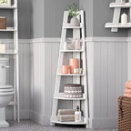 RiverRidge Amery 5-Tier Tall Corner Ladder Shelf Tower with Display Shelf and Corner Storage for Bathroom, Living Room, Office
