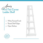 RiverRidge Amery 5-Tier Tall Corner Ladder Shelf Tower with Display Shelf and Corner Storage for Bathroom, Living Room, Office