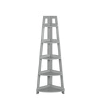 RiverRidge Amery 5-Tier Tall Corner Ladder Shelf Tower with Display Shelf and Corner Storage for Bathroom, Living Room, Office