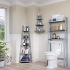 RiverRidge Amery 5-Tier Tall Corner Ladder Shelf Tower with Display Shelf and Corner Storage for Bathroom, Living Room, Office