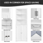 Yaheetech Corner Cabinet Corner Shelving Unit, Freestanding Bathroom Cabinet, White - N/A