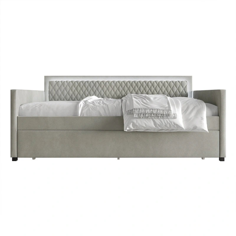 CraftPorch Contemporary Velvet Upholstered Daybed with Trundle