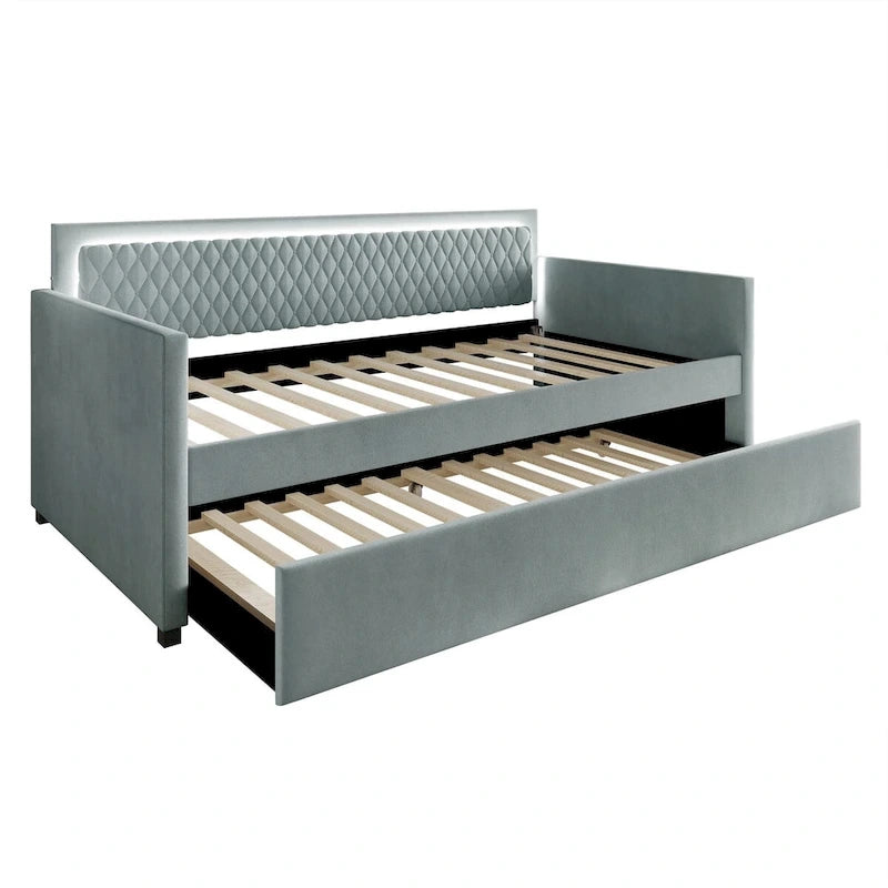 CraftPorch Contemporary Velvet Upholstered Daybed with Trundle