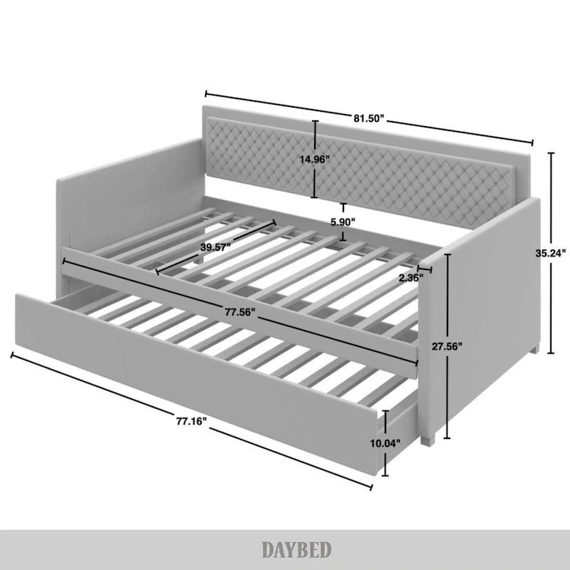 CraftPorch Contemporary Velvet Upholstered Daybed with Trundle