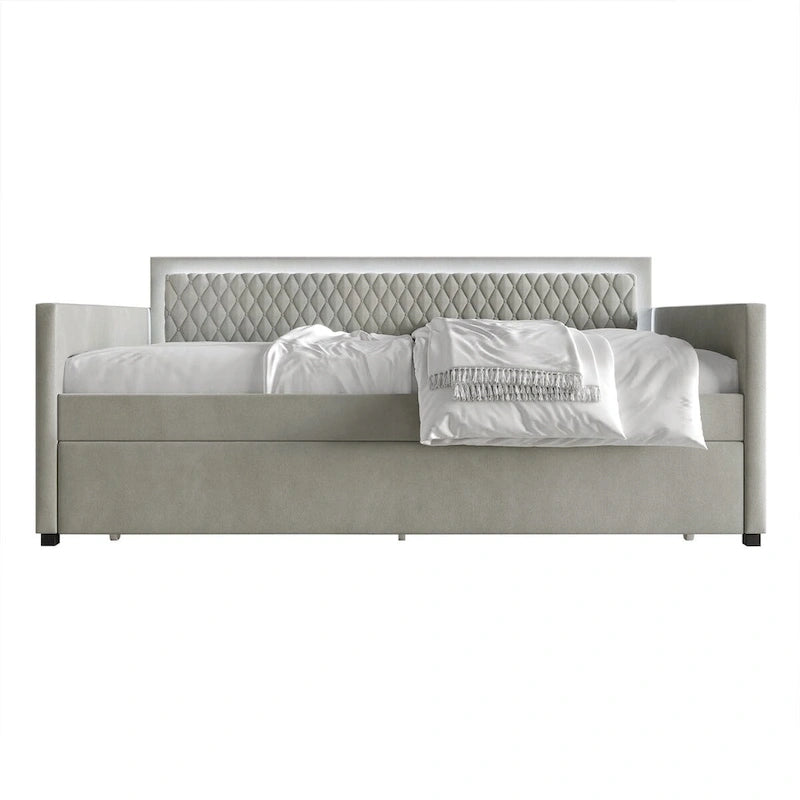 CraftPorch Contemporary Velvet Upholstered Daybed with Trundle
