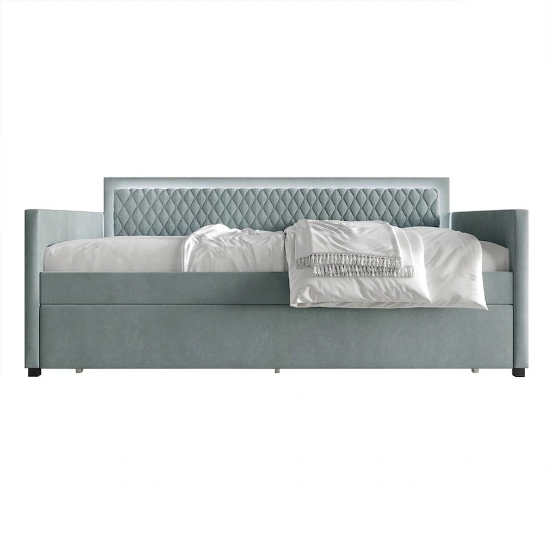 CraftPorch Contemporary Velvet Upholstered Daybed with Trundle