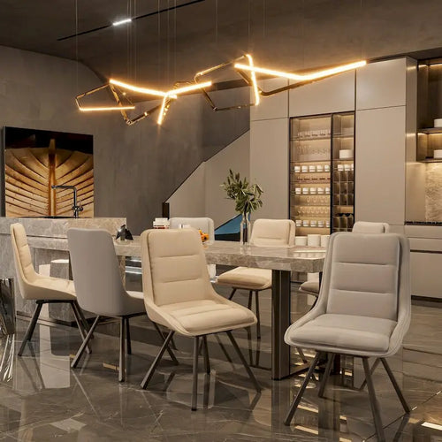 2 Pack Upholstered 360 Swivel Dining Chairs with Metal Legs