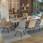 2 Pack Upholstered 360 Swivel Dining Chairs with Metal Legs