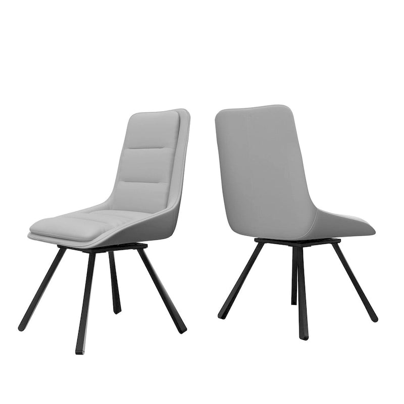 2 Pack Upholstered 360 Swivel Dining Chairs with Metal Legs