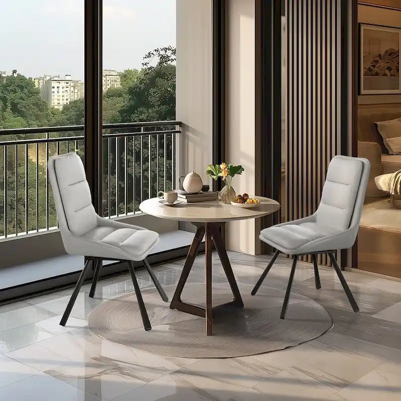 2 Pack Upholstered 360 Swivel Dining Chairs with Metal Legs