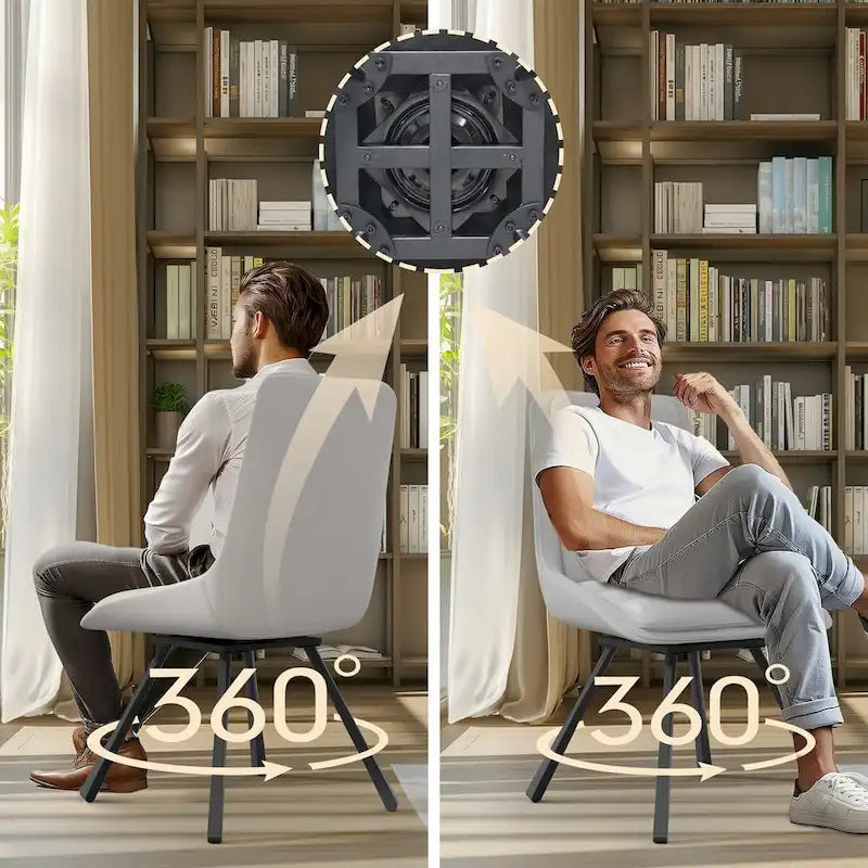 2 Pack Upholstered 360 Swivel Dining Chairs with Metal Legs