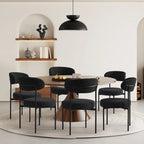 Bayville Mid-Century Curved Back Fabric Upholstered Metal Dining Chair (Set of 6)