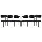 Bayville Mid-Century Curved Back Fabric Upholstered Metal Dining Chair (Set of 6)