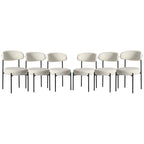 Bayville Mid-Century Curved Back Fabric Upholstered Metal Dining Chair (Set of 6)