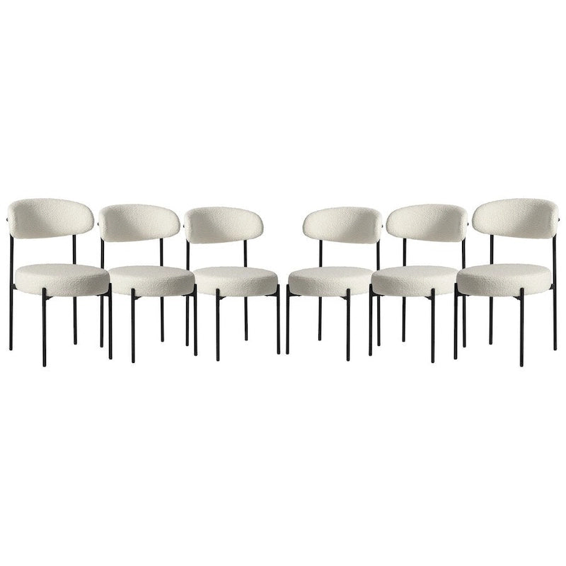 Bayville Mid-Century Curved Back Fabric Upholstered Metal Dining Chair (Set of 6)