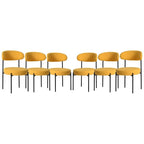 Bayville Mid-Century Curved Back Fabric Upholstered Metal Dining Chair (Set of 6)