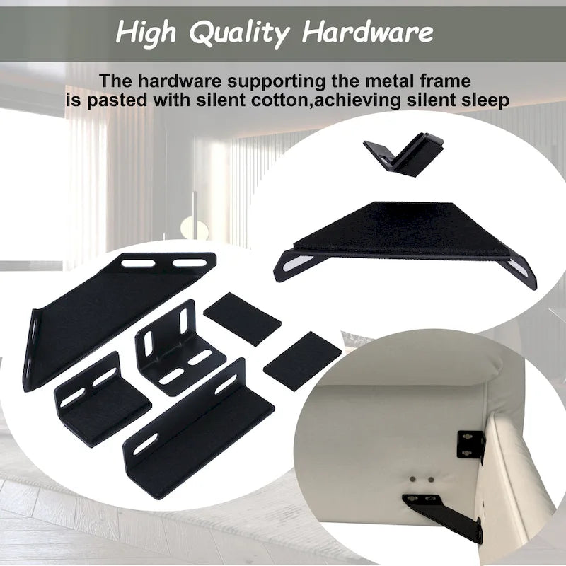 King Size Velvet Upholstered Platform Bed Frame with Soft Padded Headboard