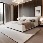 King Size Velvet Upholstered Platform Bed Frame with Soft Padded Headboard