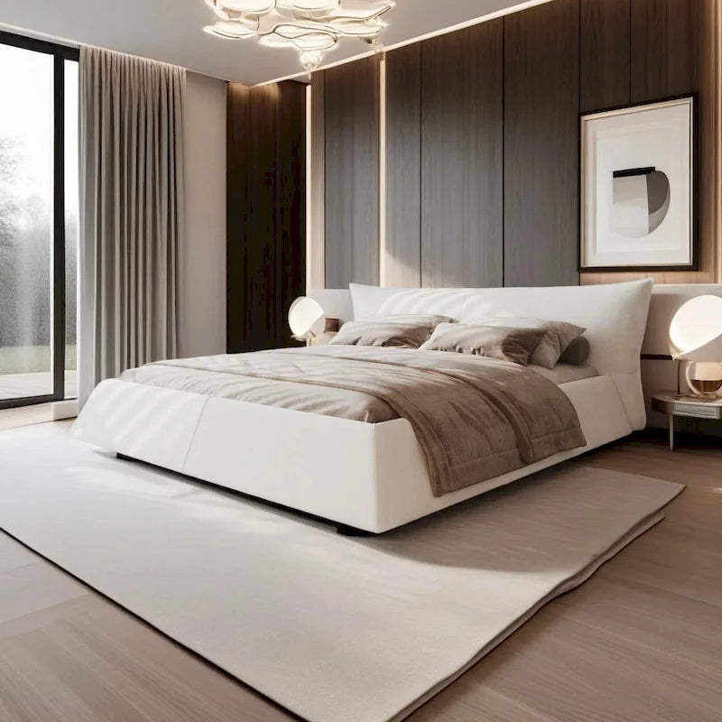 King Size Velvet Upholstered Platform Bed Frame with Soft Padded Headboard