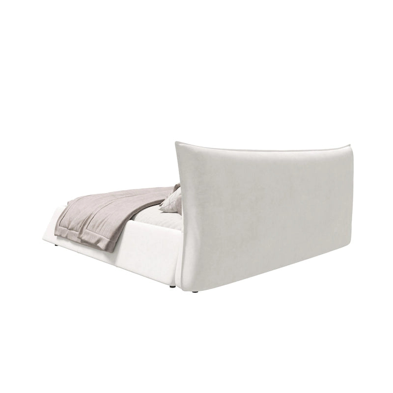 King Size Velvet Upholstered Platform Bed Frame with Soft Padded Headboard