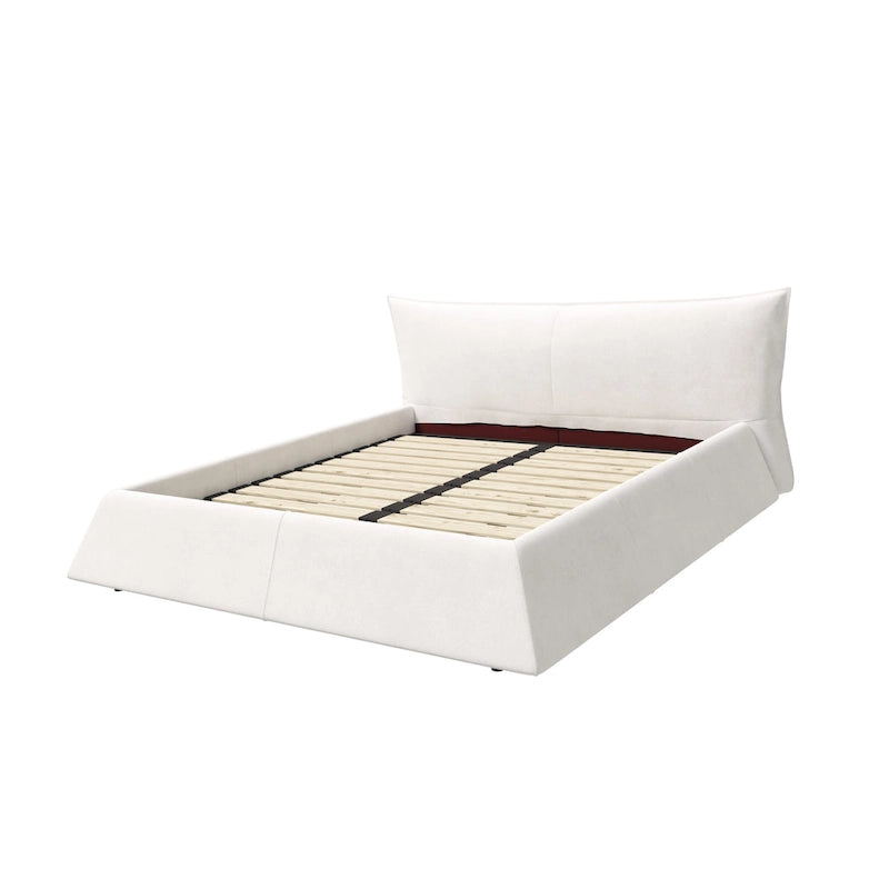 King Size Velvet Upholstered Platform Bed Frame with Soft Padded Headboard
