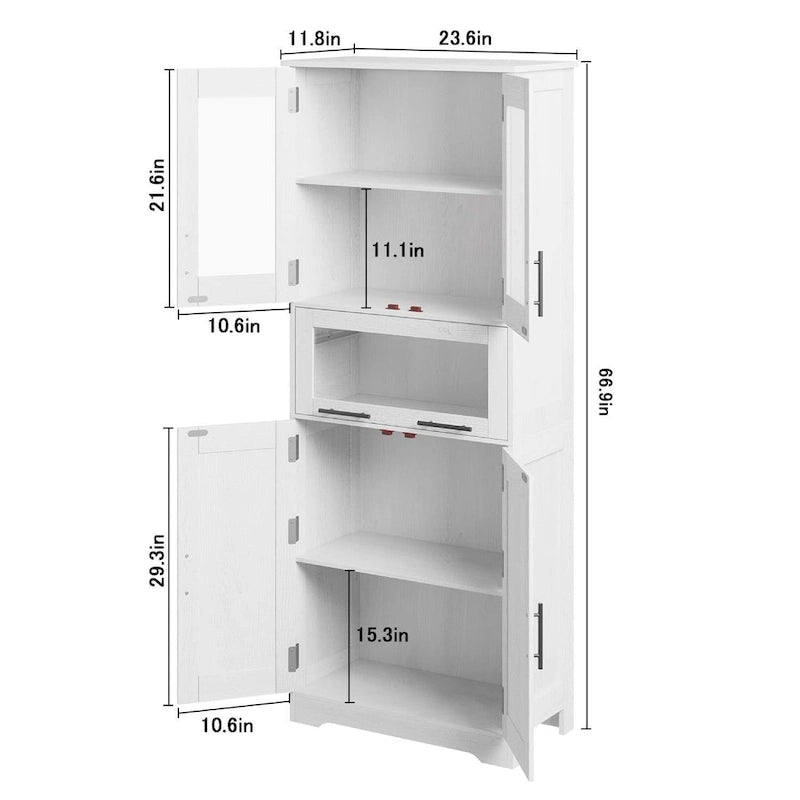 Tall Cabinet with Doors and Adjustable Shelf, Kitchen , Bathroom - N/A