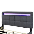 Queen Size Upholstered Platform Bed with LED Frame and 4 Drawers