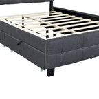 Queen Size Upholstered Platform Bed with LED Frame and 4 Drawers
