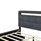 Queen Size Upholstered Platform Bed with LED Frame and 4 Drawers
