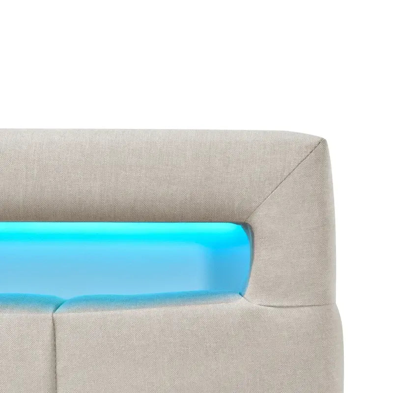 Queen Size Upholstered Platform Bed with LED Frame and 4 Drawers