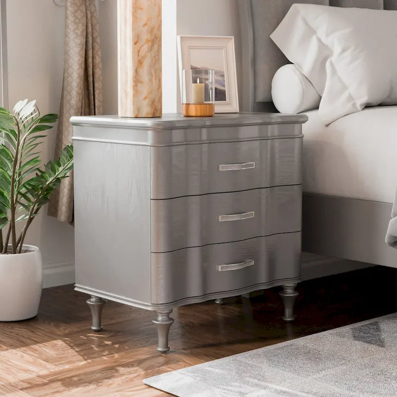 Furniture of America Seabliss Glam Solid Wood 3-Drawer Nightstand