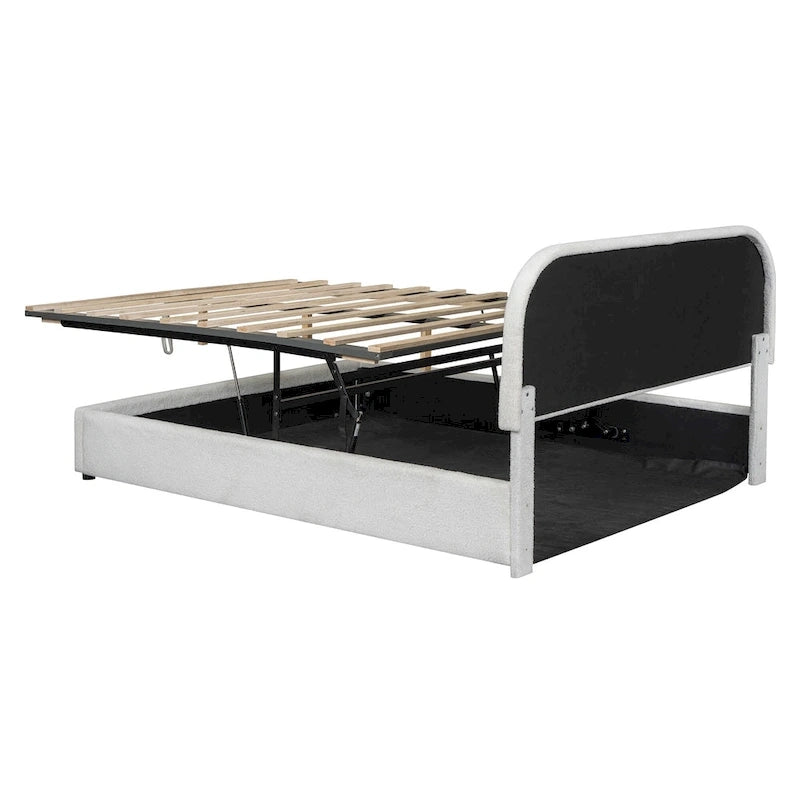 Teddy Fleece Upholstered Platform Bed with Hydraulic Storage System